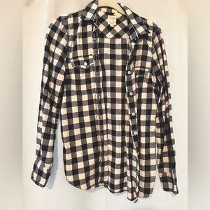 J Crew Perfect Fit Gingham Long Sleeve Top